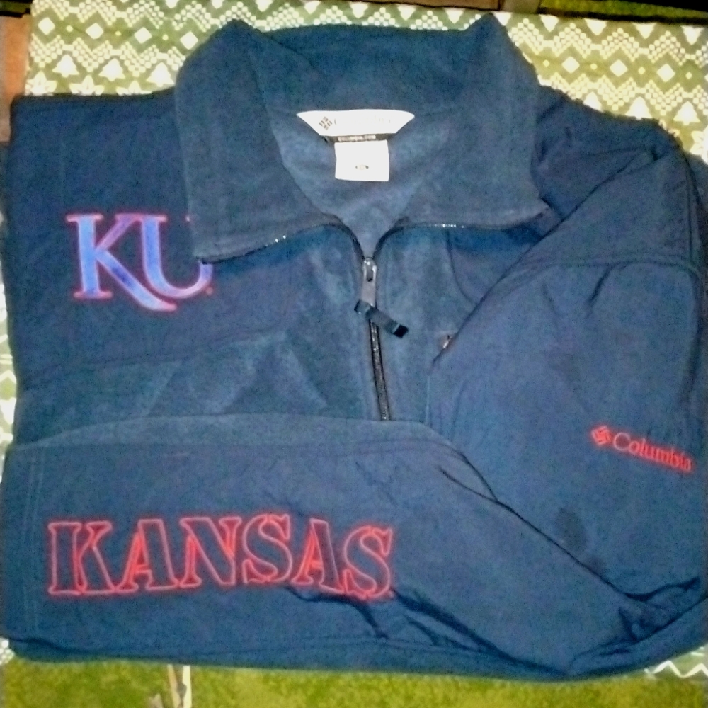 Columbian Kansas Jayhawks zip up navy blue jacket